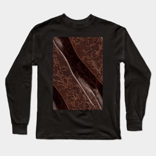 Dark Brown Ornamental Leather Stripes, natural and ecological leather print #56 Long Sleeve T-Shirt